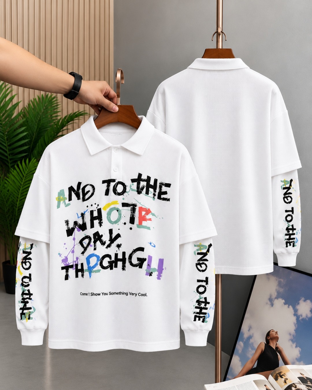 Whole Day Waffle Polo in White