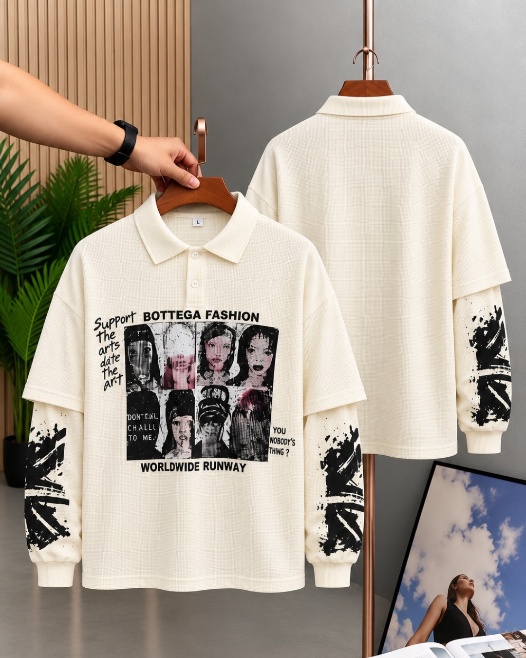 Support the Arts Waffle Polo in Cream