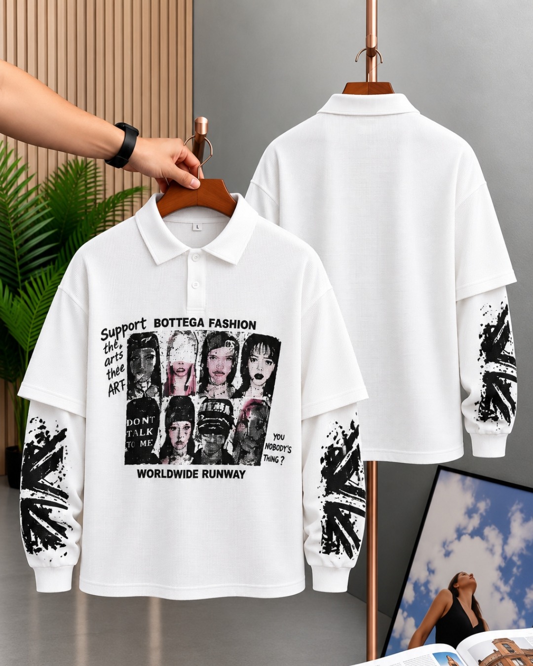 Support the Arts Waffle Polo in White