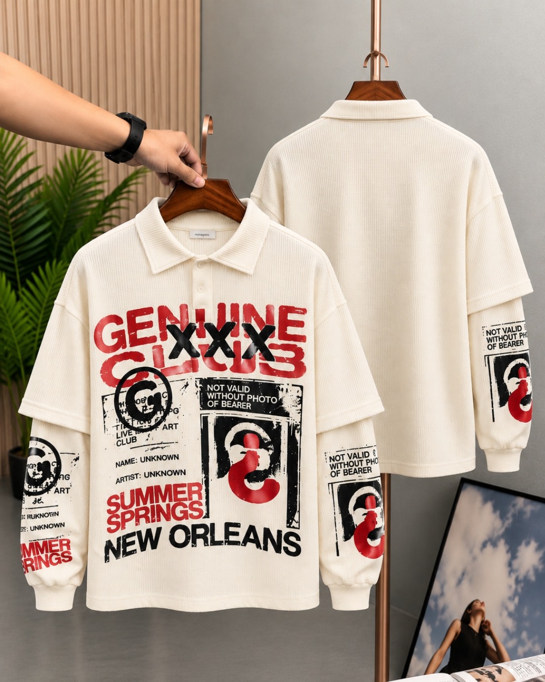 Genuine Club Waffle Polo in Cream