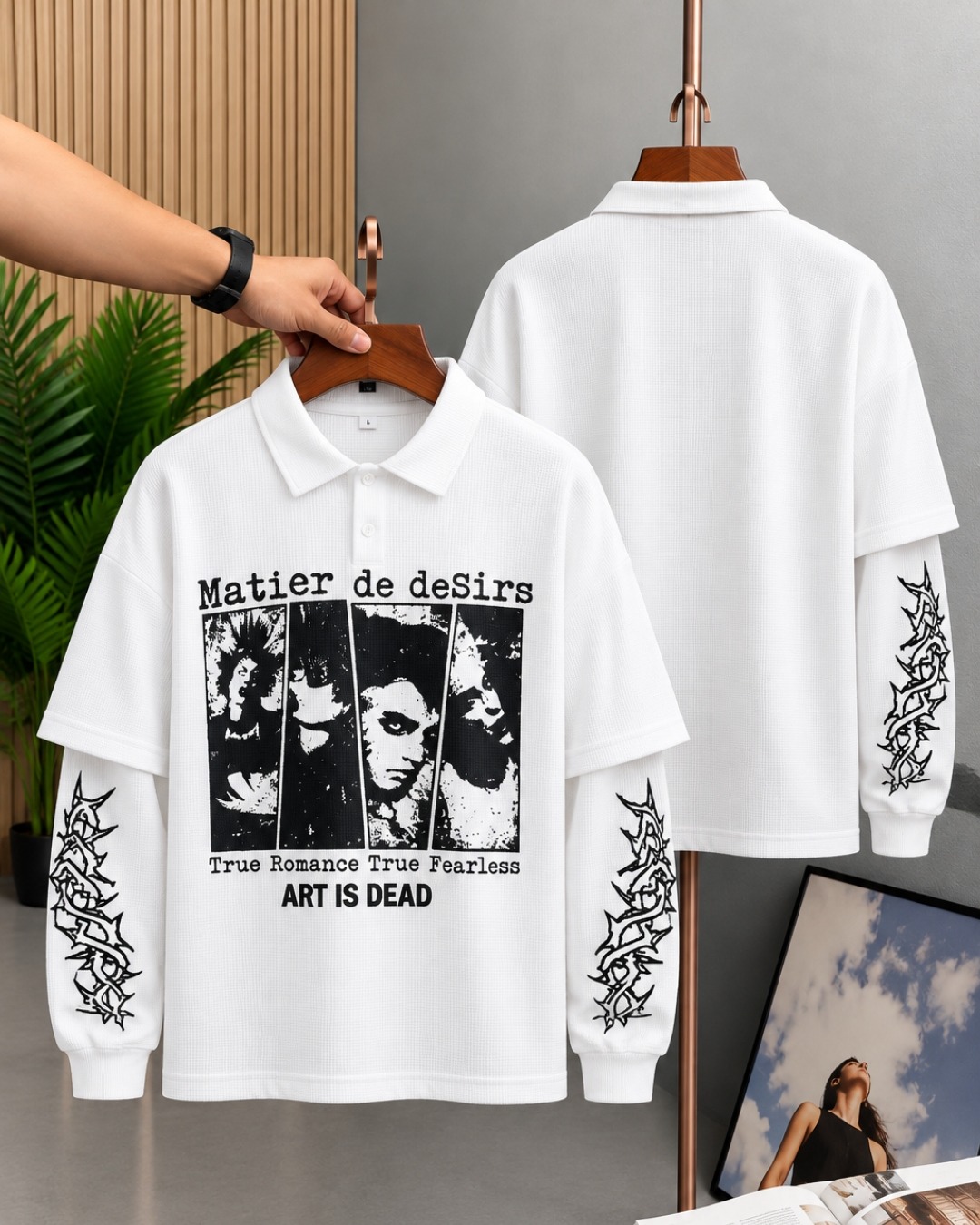 Art Is Dead Waffle Polo in White